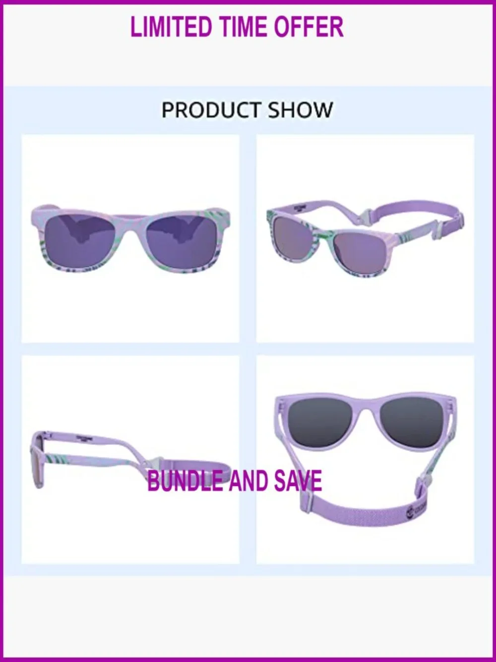 Flexible Polarized Baby Sunglasses with Adjustable Strap UV Protection